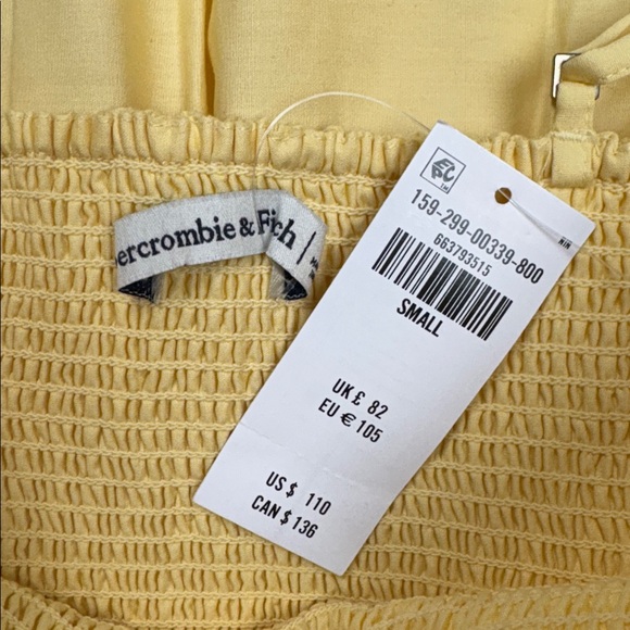 NWT Abercrombie & Fitch Sydney Smocked Drop Waist A-Line Midi Dress Yellow Small - Picture 8 of 10
